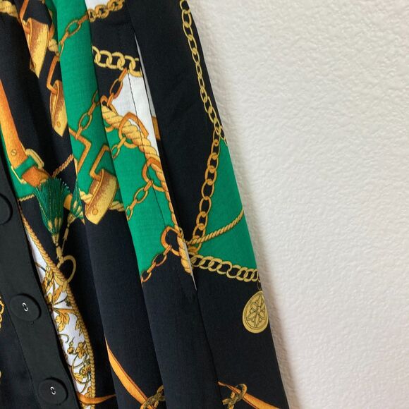 Gilli Women's Midi Dress Button Up Size M Chain Print Lined Luxury Designer - Picture 5 of 11